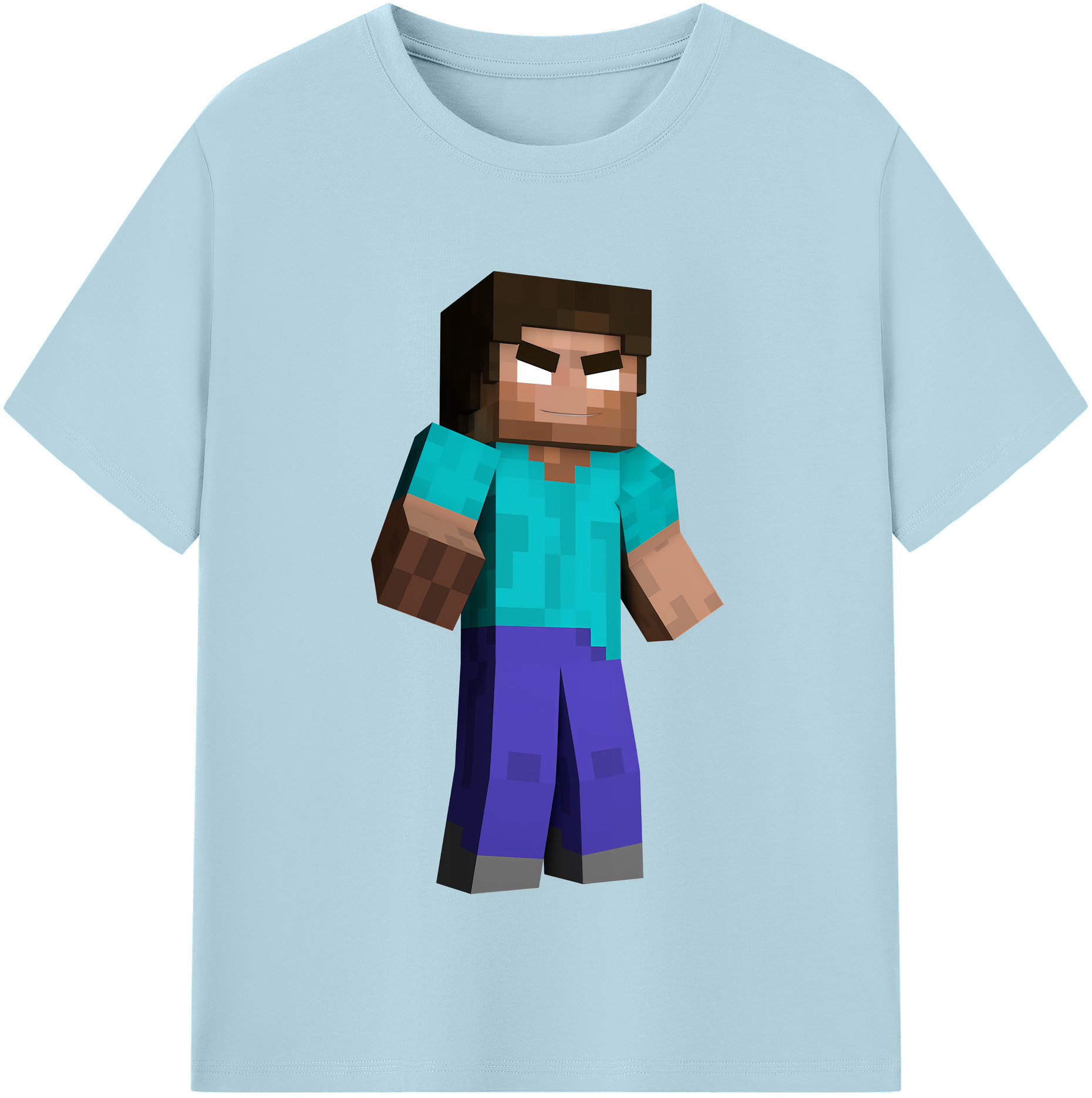 （画像用） マインクラフト ブロックの世界 Minecraft MC Block world 綿100％半袖Tシャツ（フロントプリント）
